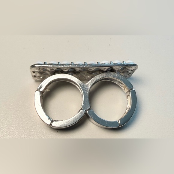 Vintage Double-Finger Horizontal/Rectangular Bar Design Ring - Picture 3 of 9